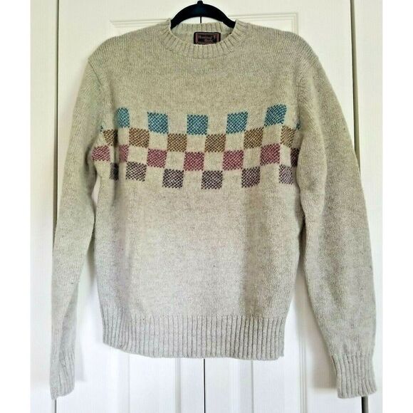 Hunting Horn Women’s‎ Heather Grey Sweater 100% Shetland Wool Vintage M - Picture 1 of 5